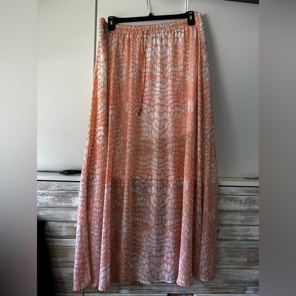 🌸✨ ✨ Worthington Pink White Maxi Skirt Boho Flowy XL Lined